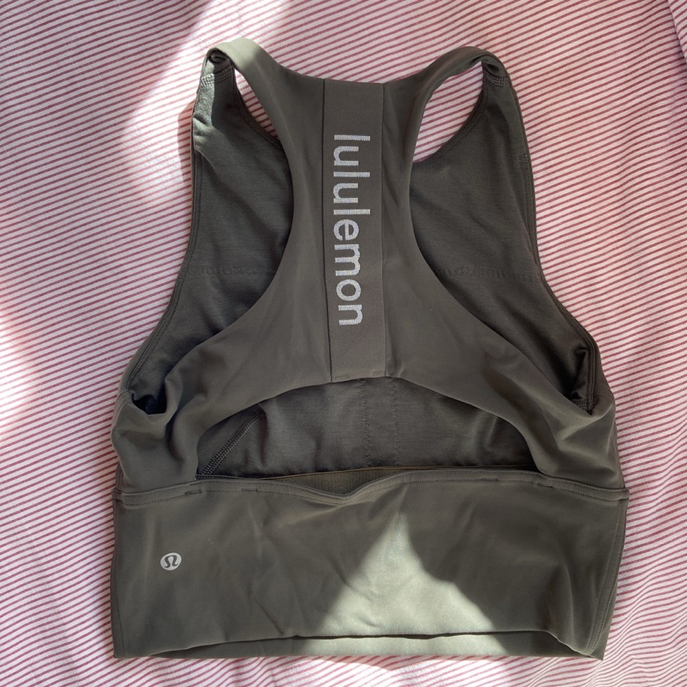 Lululemon olive green cropped bra top
